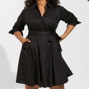Torrid Mini Poplin Shirt Dress. Size 1. Black.
